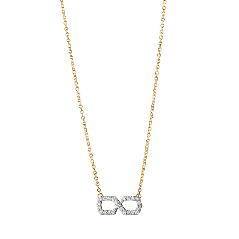 Layered chain necklaces-"The Symbol" White Diamond Infinity Necklace