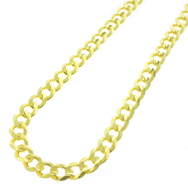 Spiral knot necklaces-Authentic Solid Sterling Silver 7mm Cuban Curb Link .925 ITProLux Yellow Gold Necklace Chains 20" - 30", Made In Italy