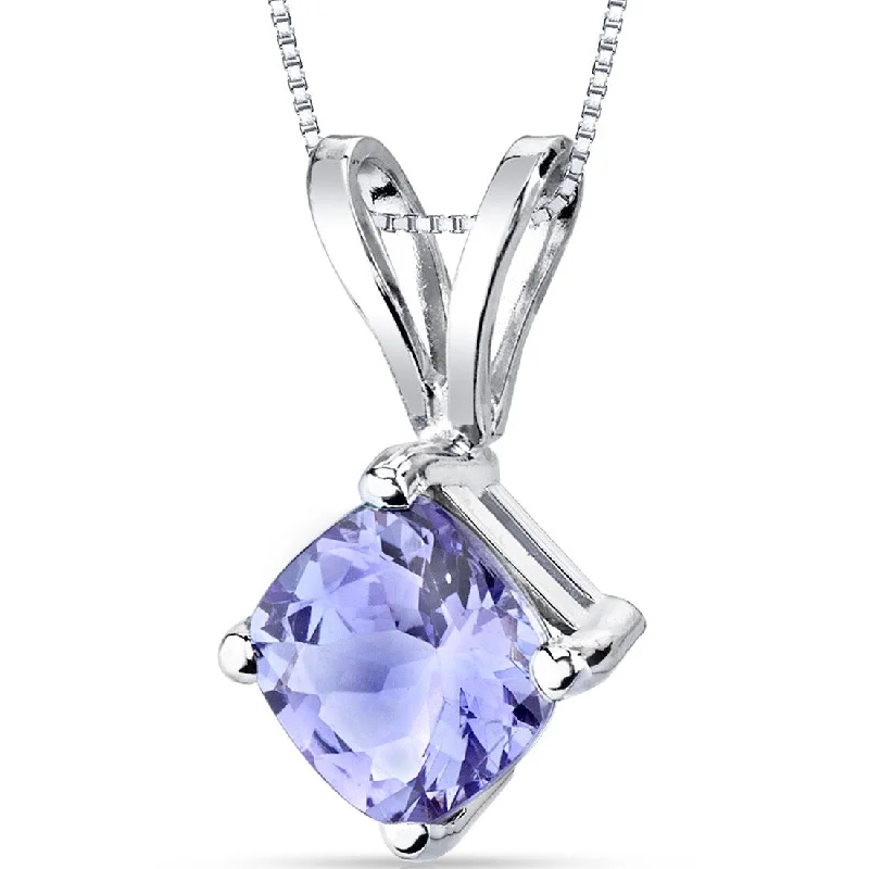 Floating stone necklaces-14k White Gold 1 ct Tanzanite Pendant Necklace