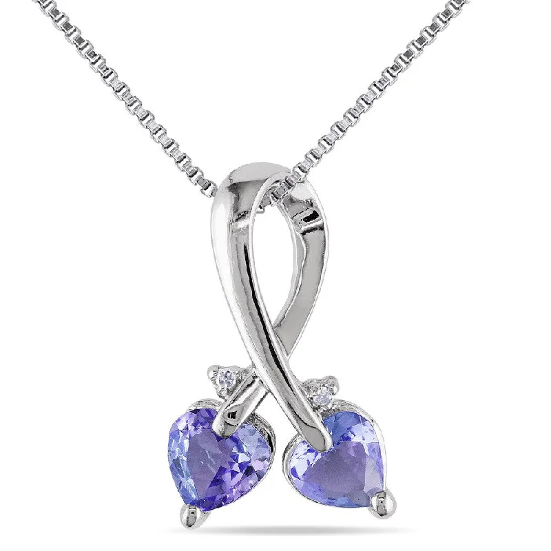 Spinel necklaces-Miadora Sterling Silver Tanzanite and Diamond Accent Heart Necklace