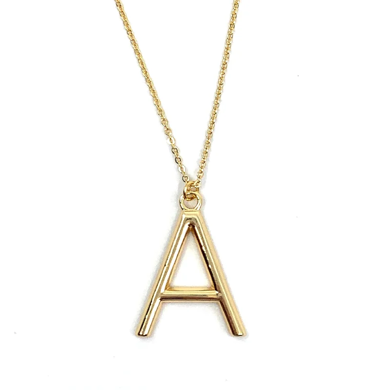 Radiant pearl necklaces-Alphabet Letter Necklace - Gold Large Single