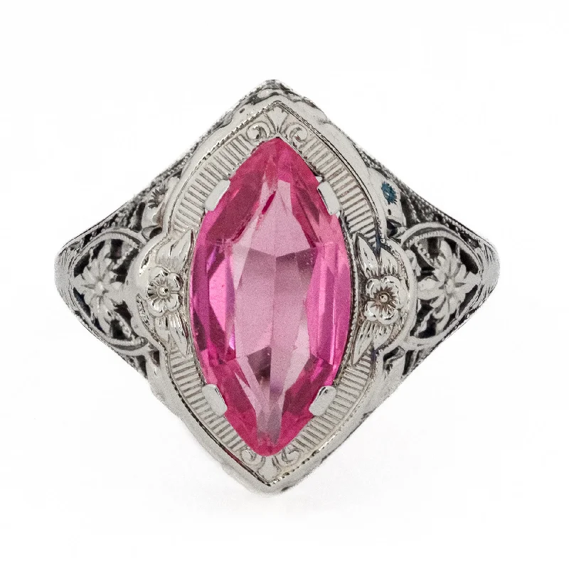 Topaz engagement rings-2.00ctw Lab Pink Sapphire Accented Ring in 18K White Gold