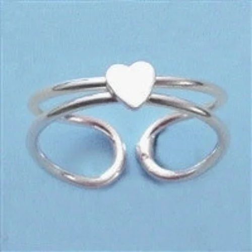 Twisted shank engagement rings-Sterling Silver Toe Ring with Heart