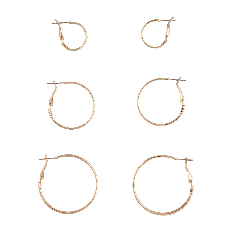 Swirl shape earrings-Gold Flat Sleeper Hoop Pack