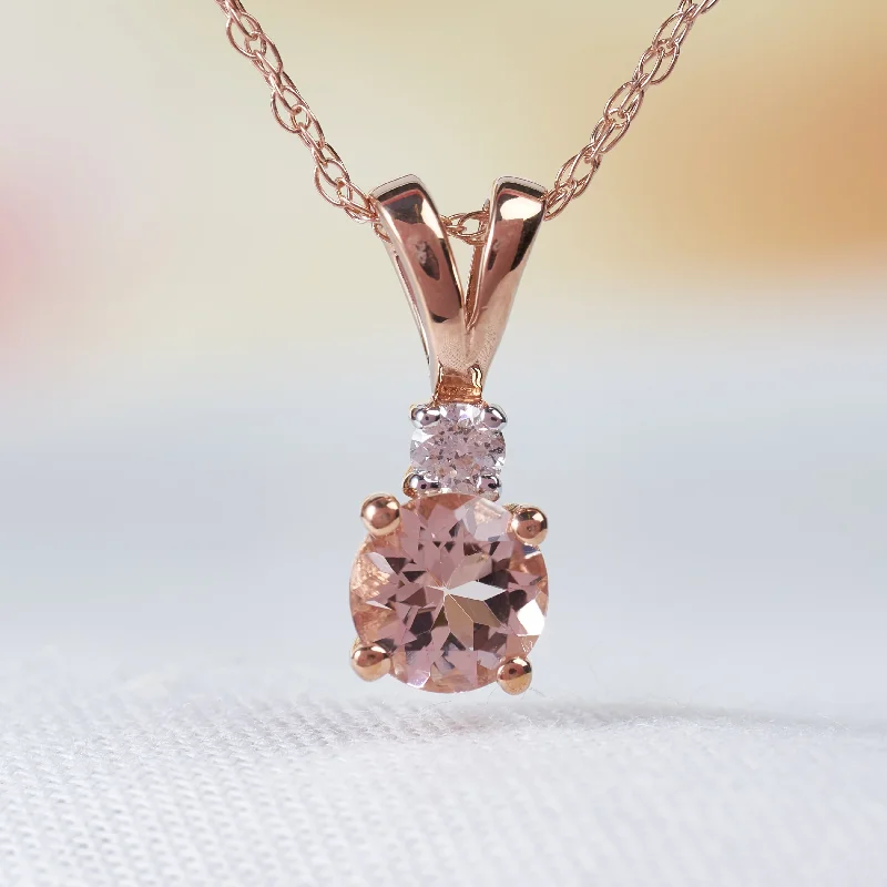 Wide bib necklaces-Miadora 10k Rose Gold 1/2ct TGW Morganite and Diamond Accent Necklace - 17 in x 12.9 mm x 4.8 mm - 17 in x 12.9 mm x 4.8 mm