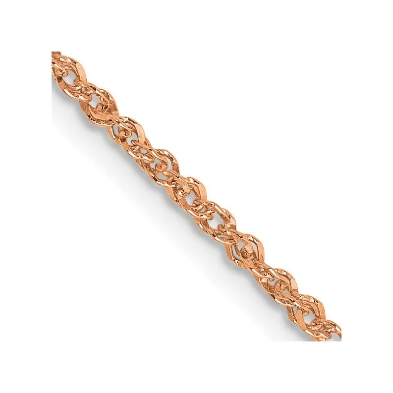 Fine bead bangles-Curata 14K Rose Gold Solid Polished Lobster Claw Closure 1.7mm Ropa Chain Bracelet