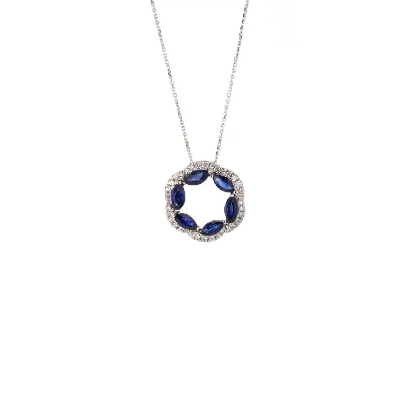 Galaxy sign necklaces-Blue Sapphire & Diamond Pendant Necklace | M10278613