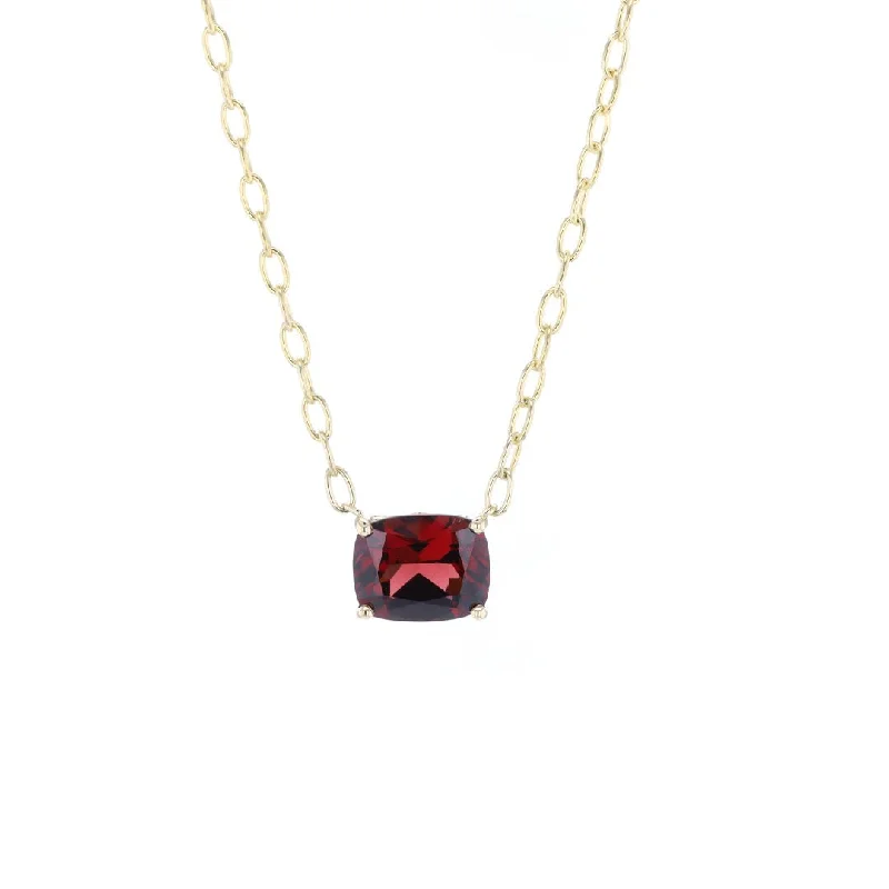 Solid link necklaces-Garnet Paper Clip Necklace