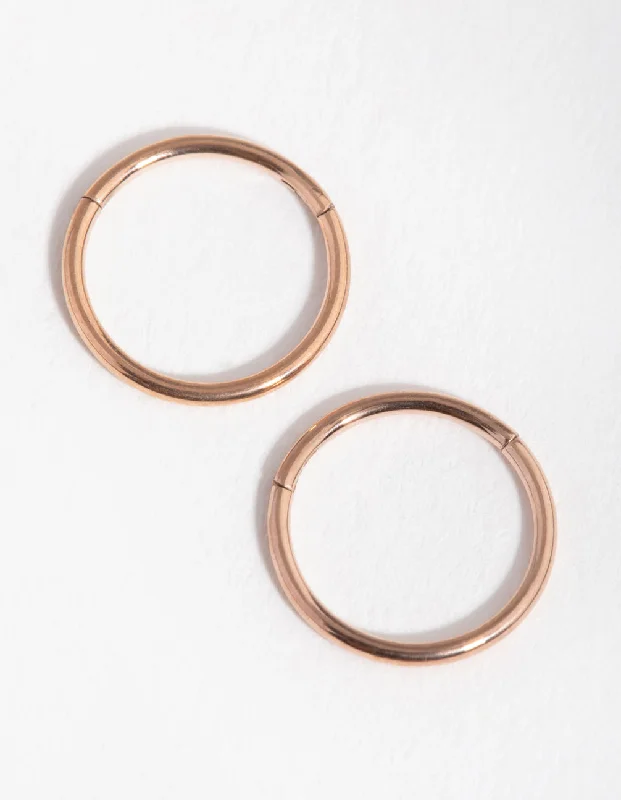 Playful pair earrings-Rose Gold Surgical Steel Fine 8mm Sleeper Earrings