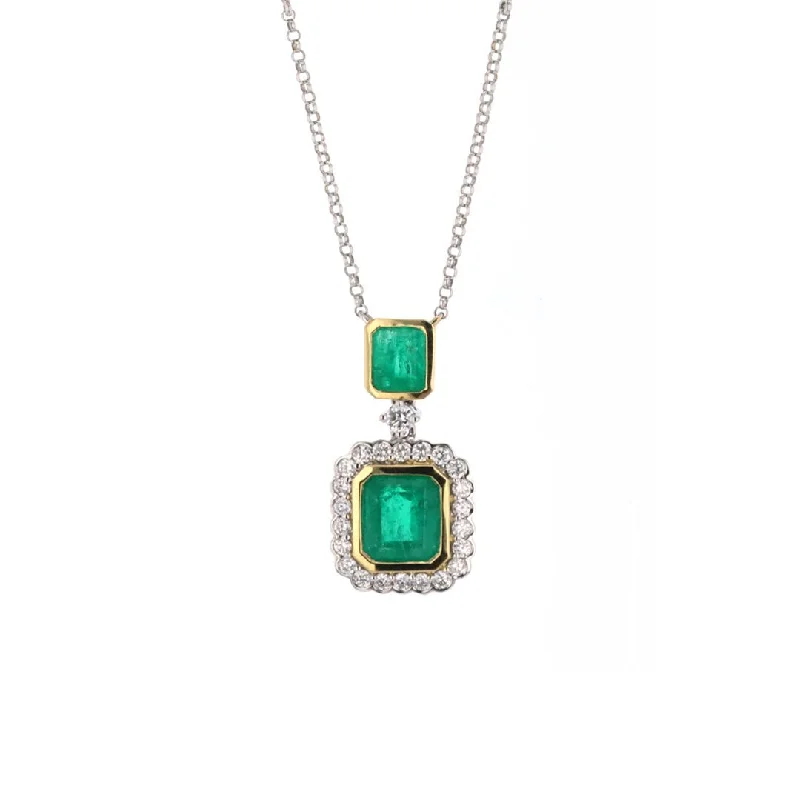 Radiant pearl necklaces-Emerald & Diamond Pendant Necklace