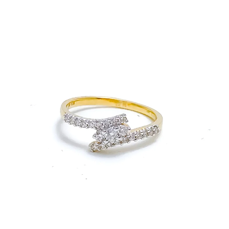 Dainty stack engagement rings-Dainty Overlapping Diamond + 18k Gold  Ring