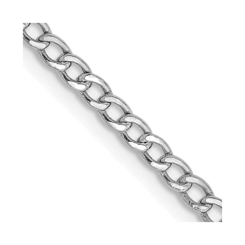 Textured letter bangles-Curata 14k White Gold 2.5mm Semi solid Curb Link Chain Bracelet